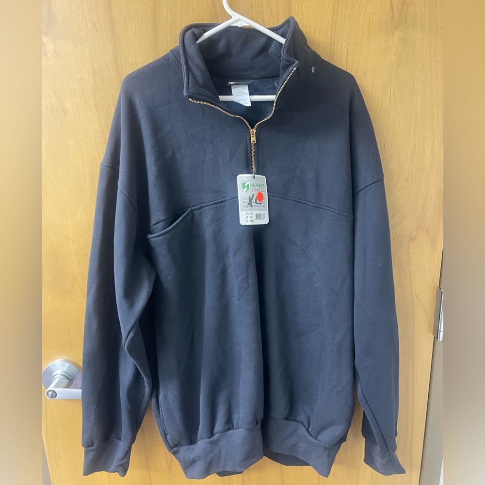 Horace Small Men's Quarter-Zip Pullover Job Shirt Fire Black Size XL Sweatshirt